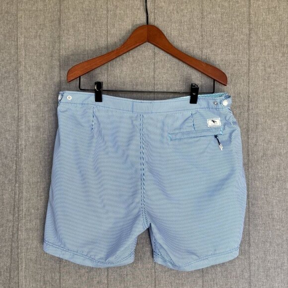 Ted Baker Blue White Strip Lobster Logo Snap Front Swim Shorts Size 2XL / 6 - Picture 3 of 16